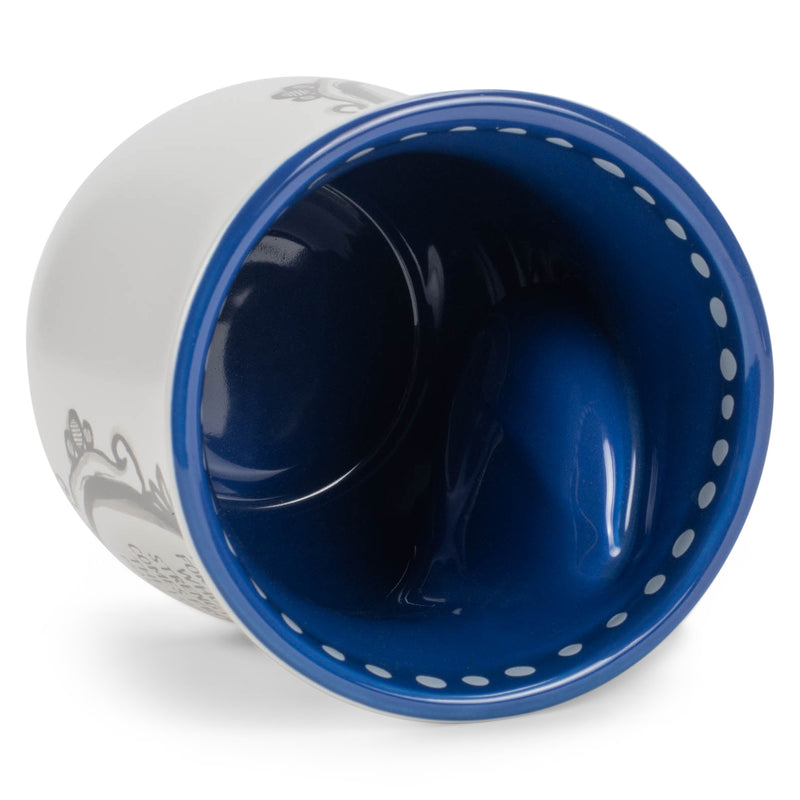 Lighthouse Christian Products Flourish Navy Blue 14 ounce Ceramic Stoneware Handwarmer Coffee Mug, Spread Joy