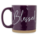 Lighthouse Christian Products Powerful Words Blessed 15 ounce Ceramic Stoneware Coffee Mug, Purple