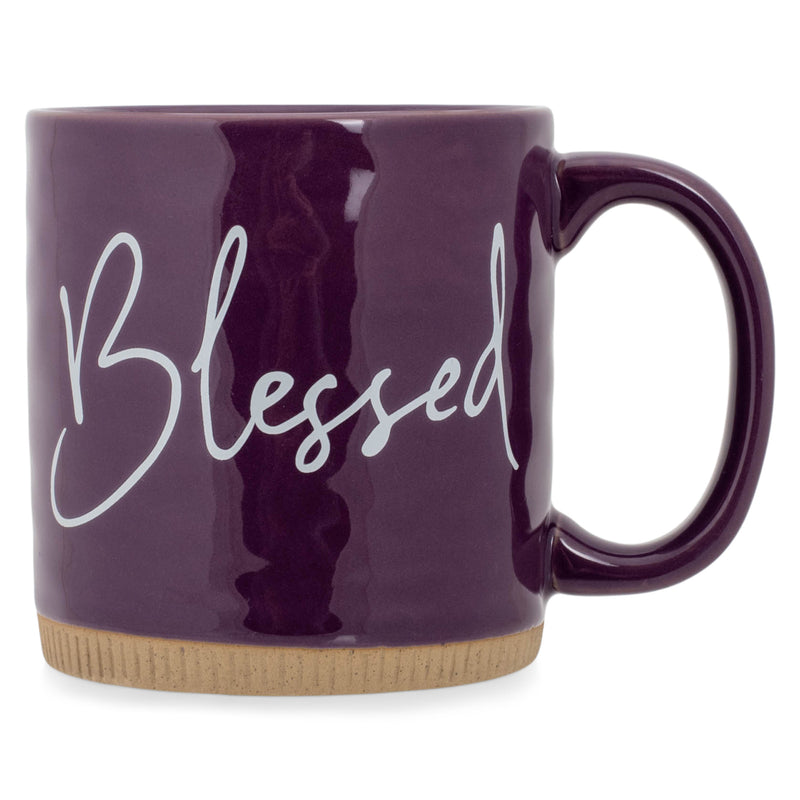 Lighthouse Christian Products Powerful Words Blessed 15 ounce Ceramic Stoneware Coffee Mug, Purple