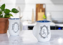 Lighthouse Christian Products Flourish Spread Joy Today Good Day Navy Blue 14 ounce Ceramic Stoneware Handwarmer Coffee Mugs, Set of 2