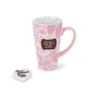 Lighthouse Christian Products Always Remembered Heart Blush Pink 20 ounce Ceramic Latte Mug and Stone Set