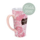 Lighthouse Christian Products Always Remembered Heart Blush Pink 20 ounce Ceramic Latte Mug and Stone Set