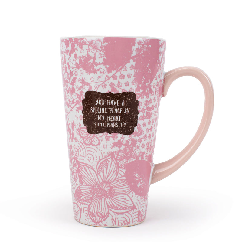 Lighthouse Christian Products Always Remembered Blush Pink 20 ounce Ceramic Latte Mug