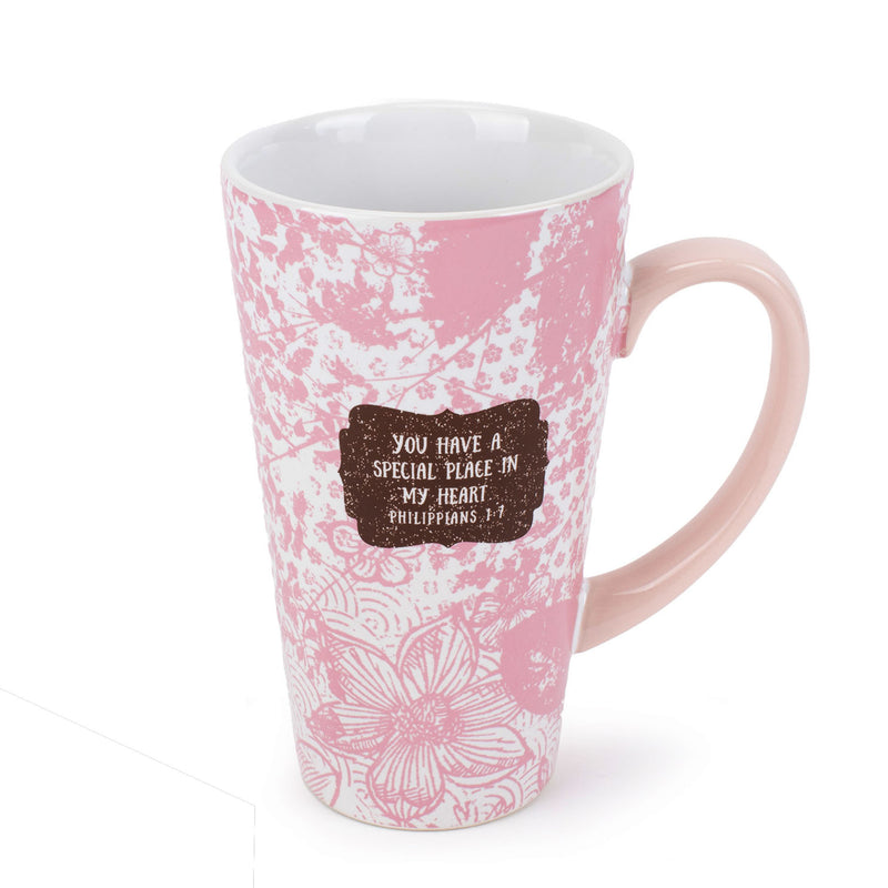 Lighthouse Christian Products Always Remembered Blush Pink 20 ounce Ceramic Latte Mug
