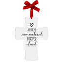 Lighthouse Christian Products Always Remembered Cross White 4 inch Ceramic Christmas Ornament