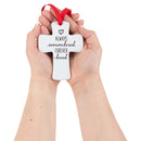 Lighthouse Christian Products Always Remembered Cross White 4 inch Ceramic Christmas Ornament