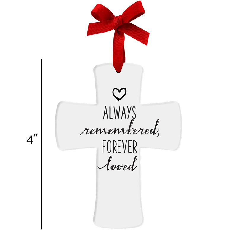 Lighthouse Christian Products Always Remembered Cross White 4 inch Ceramic Christmas Ornament
