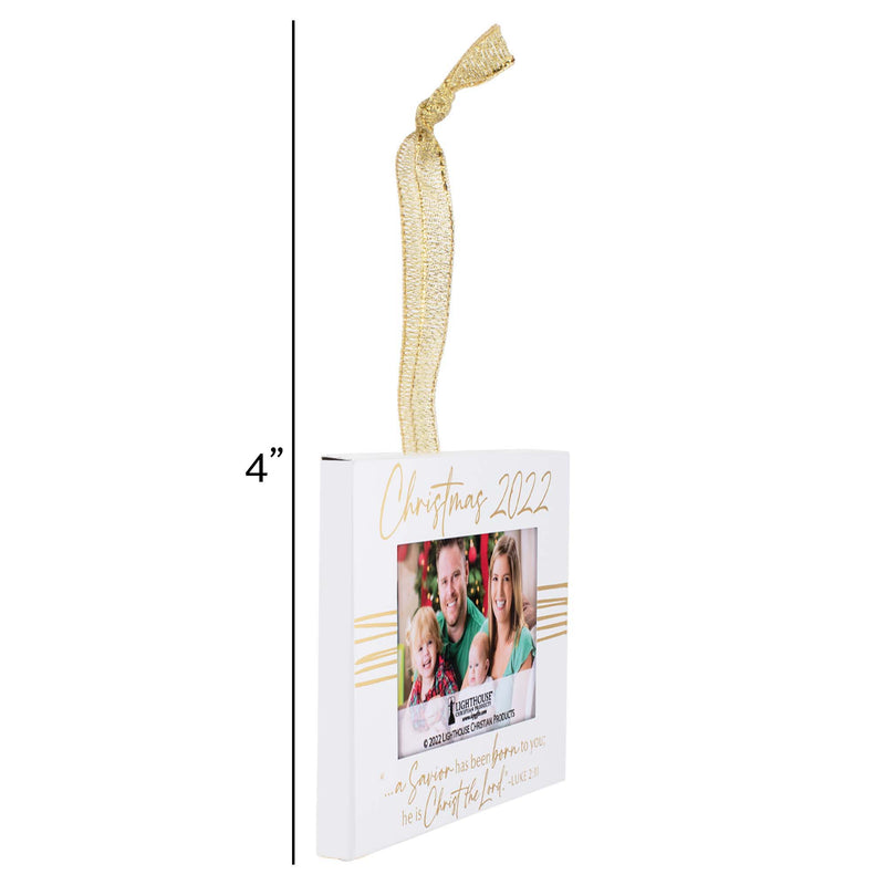 Lighthouse Christian Products Christmas 2022 White 4 x 3 Metal Mini Picture Frame Christmas Ornament