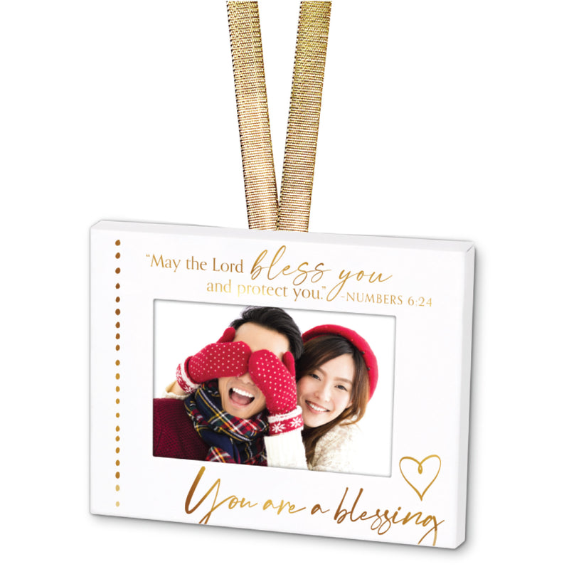 Lighthouse Christian Products You Are A Blessing White 4 x 3 Metal Mini Picture Frame Christmas Ornament