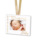 Lighthouse Christian Products Baby White 4 x 3 Metal Mini Picture Frame Christmas Ornament