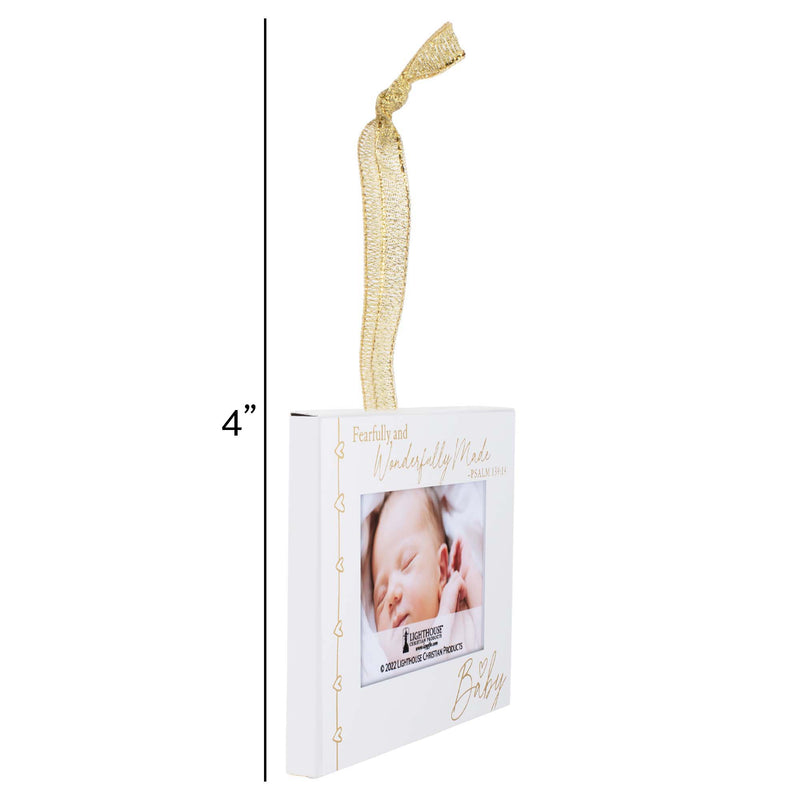 Lighthouse Christian Products Baby White 4 x 3 Metal Mini Picture Frame Christmas Ornament