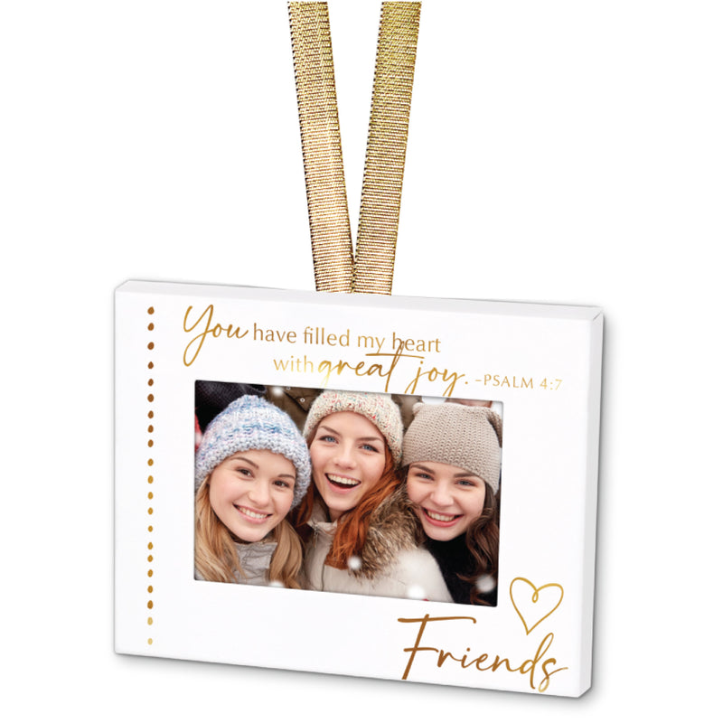 Lighthouse Christian Products Friends White 4 x 3 Metal Mini Picture Frame Christmas Ornament