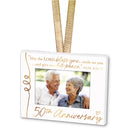 Lighthouse Christian Products 50th Anniversary White 4 x 3 Metal Mini Picture Frame Christmas Ornament