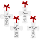 Lighthouse Christian Products Inspirational White Cross  4 inch Ceramic Christmas Ornaments Boxed Set of 4