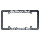 Dicksons Smile God Loves You Black 12 x 6 Inch Plastic License Plate Frame