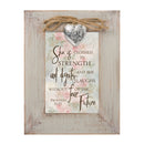 Front view of Clothed Strength Dignity Natural Taupe Locket Easel Back Photo Frame