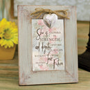Clothed Strength Dignity Natural Taupe Locket Easel Back Picture Frame