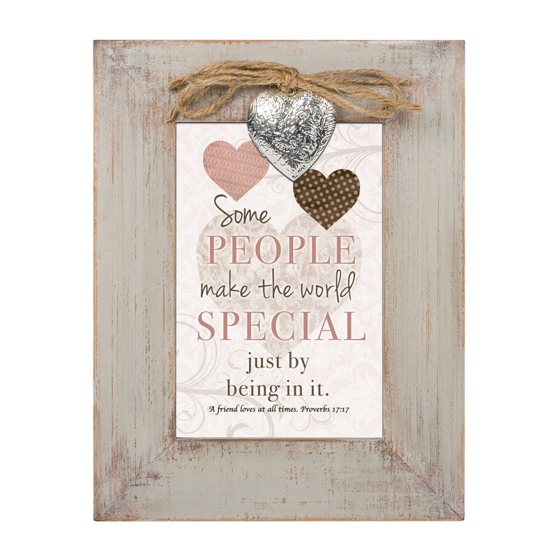 Front view of Some People Make World Special Natural Taupe Locket Wood Inspirational Photo Frame