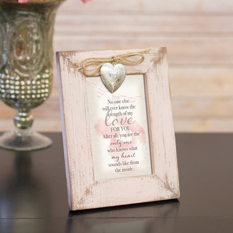 Who Knows My Heart From Inside Blush Pink Distressed Locket Easel Back Picture Frame