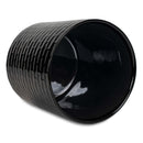 Embossed Subway Tile Ceramic Stoneware Cork Bottom Kitchen Utensil Holder, Black