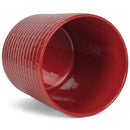 Embossed Subway Tile Ceramic Stoneware Cork Bottom Kitchen Utensil Holder, Red