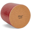 Embossed Subway Tile Ceramic Stoneware Cork Bottom Kitchen Utensil Holder, Red