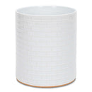 Embossed Subway Tile Ceramic Stoneware Cork Bottom Kitchen Utensil Holder, White