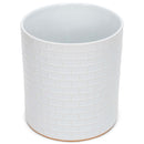 Embossed Subway Tile Ceramic Stoneware Cork Bottom Kitchen Utensil Holder, White