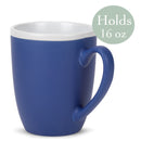 Solid Color Blue White Exterior 16 ounce Matte Ceramic Mugs Matching Set of 4