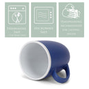 Solid Color Blue White Exterior 16 ounce Matte Ceramic Mugs Matching Set of 4