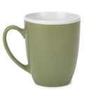 Solid Color Green White Exterior 16 ounce Matte Ceramic Mugs Matching Set of 4