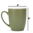 Solid Color Green White Exterior 16 ounce Matte Ceramic Mugs Matching Set of 4
