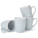 Solid Color Pale Blue White Exterior 16 ounce Matte Ceramic Mugs Matching Set of 4