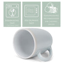 Solid Color Pale Blue White Exterior 16 ounce Matte Ceramic Mugs Matching Set of 4