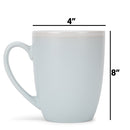 Solid Color Pale Blue White Exterior 16 ounce Matte Ceramic Mugs Matching Set of 4