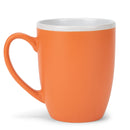 Solid Color Orange White Exterior 16 ounce Matte Ceramic Mugs Matching Set of 4