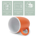 Solid Color Orange White Exterior 16 ounce Matte Ceramic Mugs Matching Set of 4
