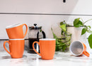 Solid Color Orange White Exterior 16 ounce Matte Ceramic Mugs Matching Set of 4