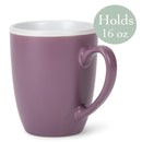 Solid Color Purple White Exterior 16 ounce Matte Ceramic Mugs Matching Set of 4