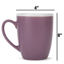 Solid Color Purple White Exterior 16 ounce Matte Ceramic Mugs Matching Set of 4