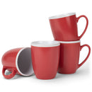 Solid Color Red White Exterior 16 ounce Matte Ceramic Mugs Matching Set of 4