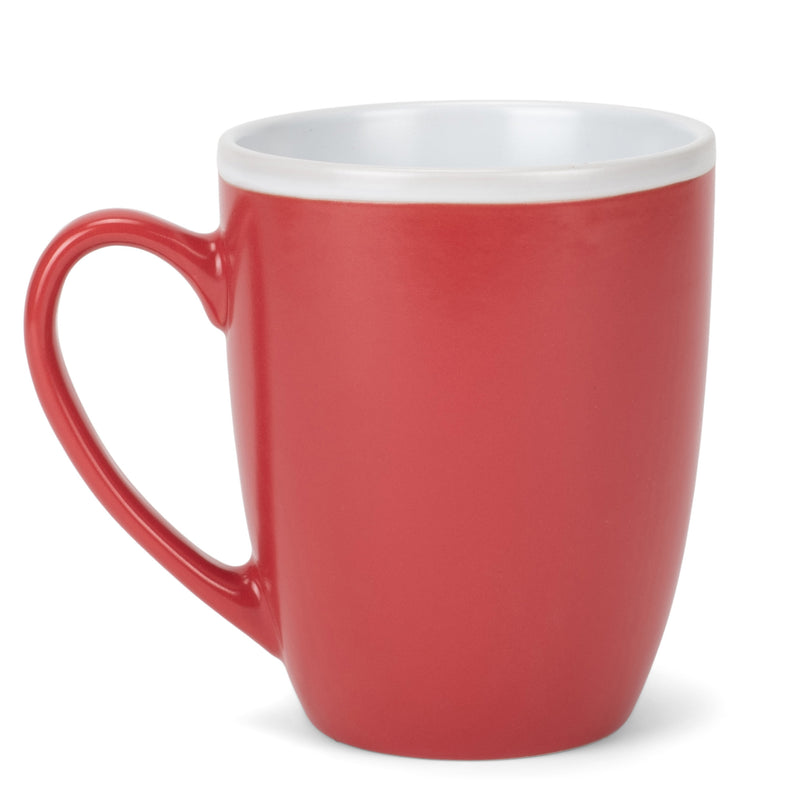 Solid Color Red White Exterior 16 ounce Matte Ceramic Mugs Matching Set of 4