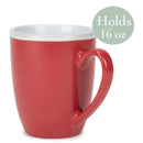 Solid Color Red White Exterior 16 ounce Matte Ceramic Mugs Matching Set of 4