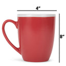 Solid Color Red White Exterior 16 ounce Matte Ceramic Mugs Matching Set of 4