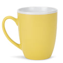 Solid Color Yellow White Exterior 16 ounce Matte Ceramic Mugs Matching Set of 4