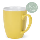 Solid Color Yellow White Exterior 16 ounce Matte Ceramic Mugs Matching Set of 4