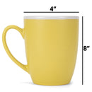 Solid Color Yellow White Exterior 16 ounce Matte Ceramic Mugs Matching Set of 4