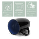Color Pop Blue Black Exterior 16 ounce Glossy Ceramic Mugs Matching Set of 4