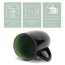 Color Pop Green Black Exterior 16 ounce Glossy Ceramic Mugs Matching Set of 4