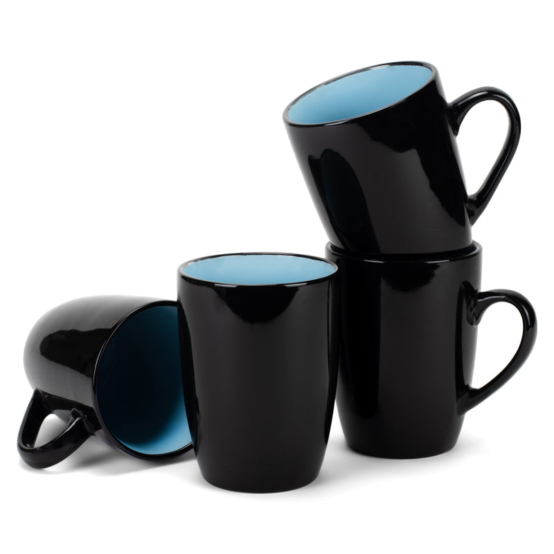 Complete set of Color Pop Pale Blue Black Exterior Matching Coffee Mug Set